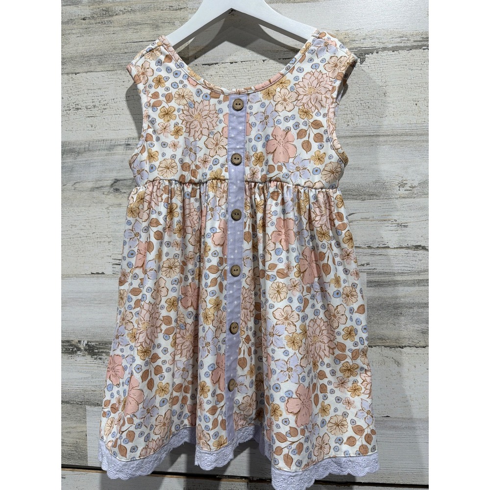 Cheeky Plum Tunic Girls Size 10 Multicolor Floral Lace Trim Boho Cottagecore EUC
